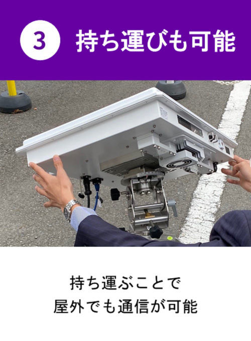 3.持ち運びも可能：持ち運ぶことで屋外でも通信が可能