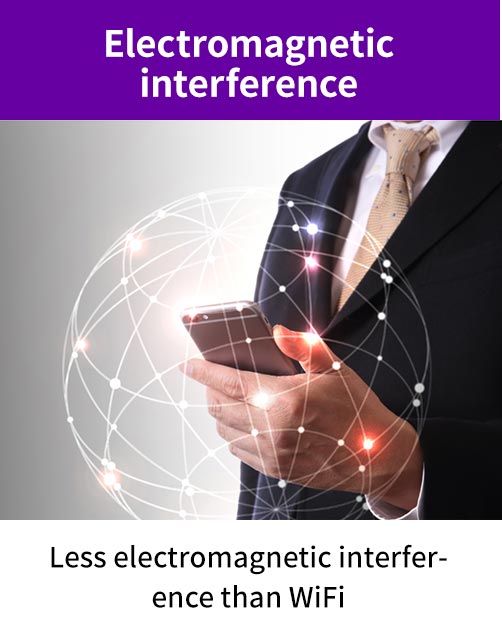 Electromagnetic interference : Less electromagnetic interference than WiFi
